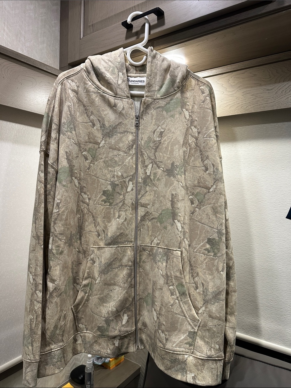 No Boundaries Men's Zip-Up Hooded Jacket - Desert Camo Tan